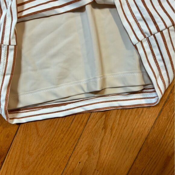 Tularosa NWT white/rose gold striped halter stretch mini dress Size medium - Picture 4 of 7